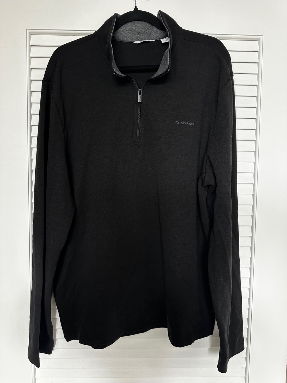 Calvin Klein Men’s Black Quarter Zip Sweatshirt Cotton Blend Long Sleeve size XL